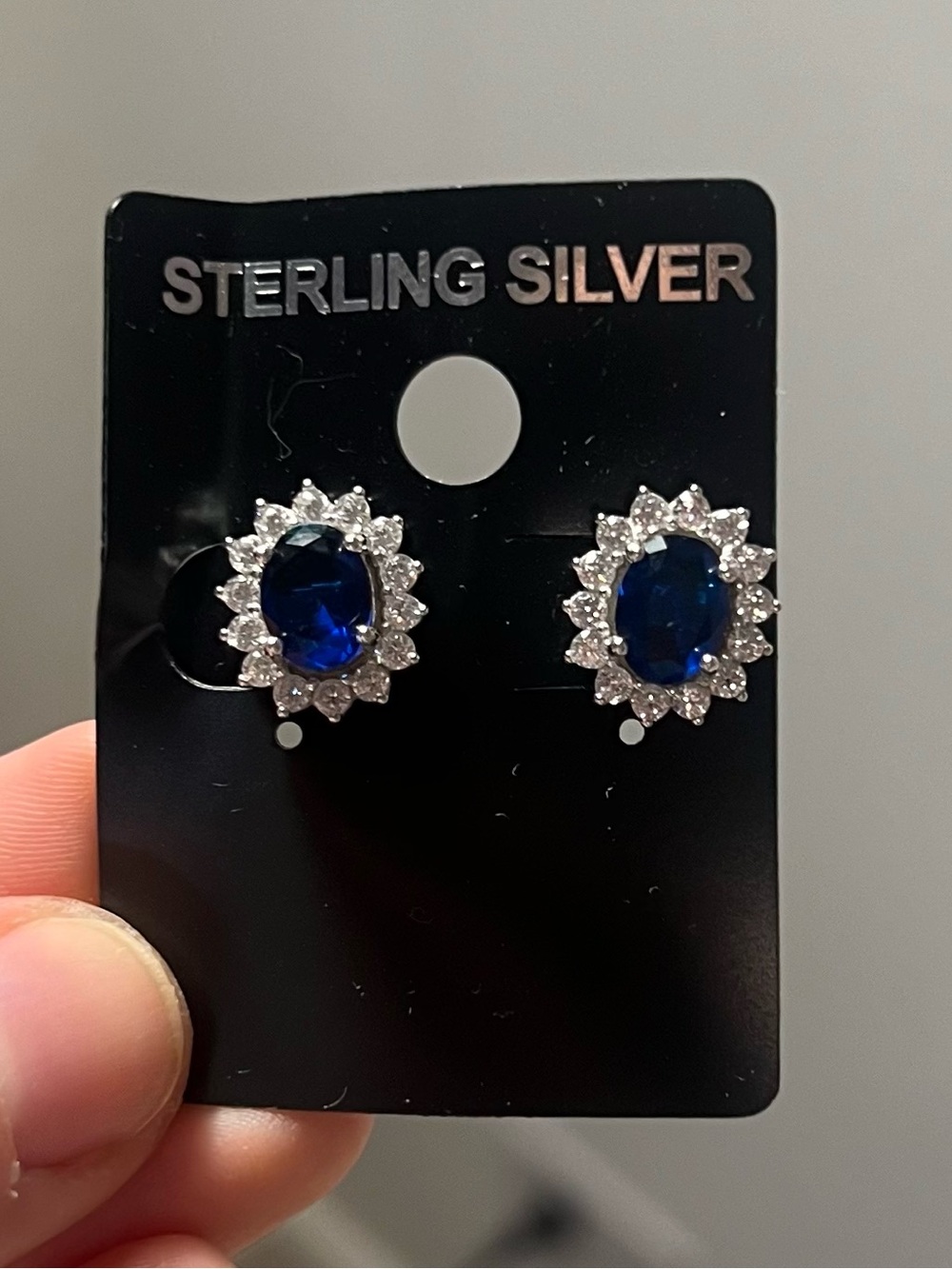 Classic Blue Sapphire Halo Stud Earrings - Unbranded, unworn brand new - Picture 6 of 6
